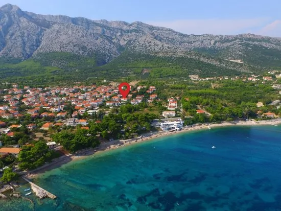 Umístění objektu z leteckého pohledu.