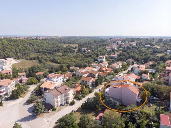Umístění objektu z leteckého pohledu.